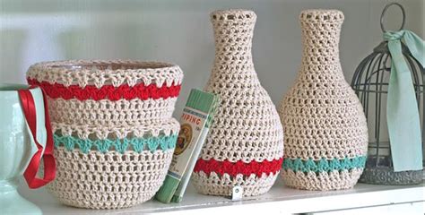 Crocheted Vases Crochet Vase Crochet Jar Covers Crochet Home Decor