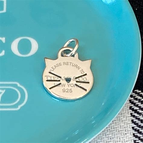 Tiffany And Co Cat Charm Pendant Heart Tag Authentic Retired New Town