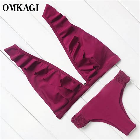 On Sale OMKAGI Brand Sexy Bikini Swimsuit Swimwear Women Push Up