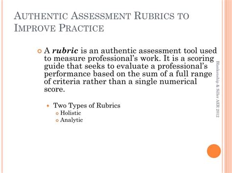 Ppt Authentic Assessment Rubrics To Improve Practice Powerpoint