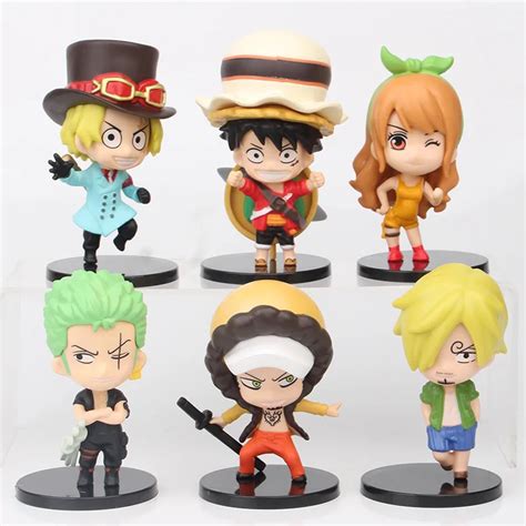 6 pçs set Anime Figura One Piece Luffy Sanji Lei Vinsmoke Roronoa Zoro