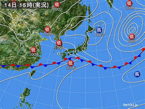 過去の実況天気図2022年06月14日 日本気象協会 Tenkijp