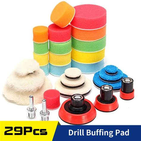 29pcs Drill Buffing Pad Detail Polishing Pad Mix Size Kit With M14