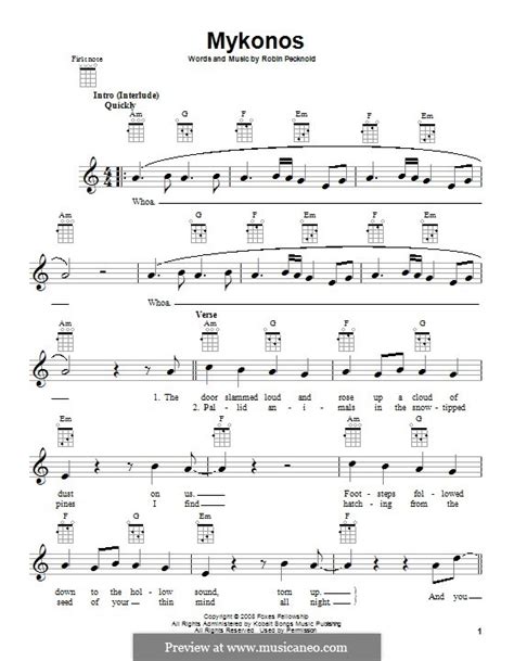 Mykonos (Fleet Foxes) by R. Pecknold - sheet music on MusicaNeo