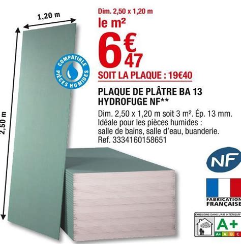 Promo Nf Plaque De Pl Tre Ba Hydrofuge Chez Brico D P T