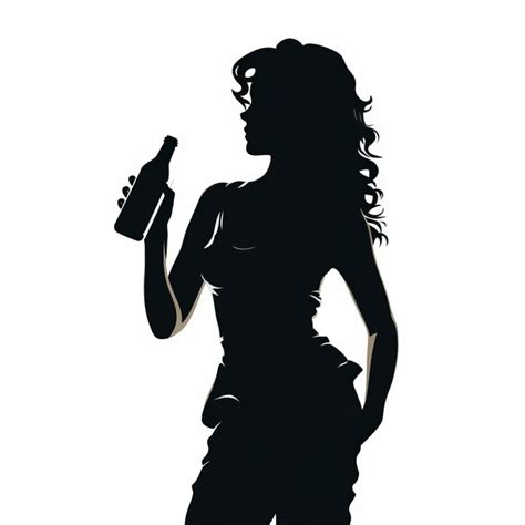 Premium Photo Realistic Silhouette Of Woman Holding Beer Bottle Dark