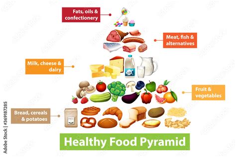 Healthy food pyramid chart Stock Vector | Adobe Stock