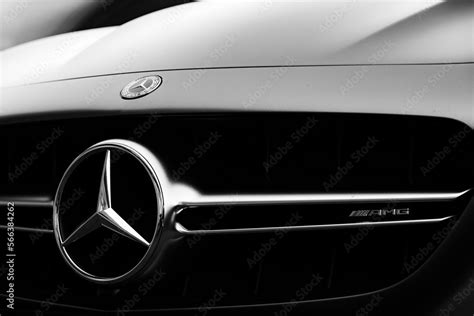 Mercedes-Benz sign on black car Stock Photo | Adobe Stock