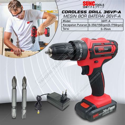 Jual Mesin Bor Baterai Bor Batere Cordless Drill V Vf Sunc Tools