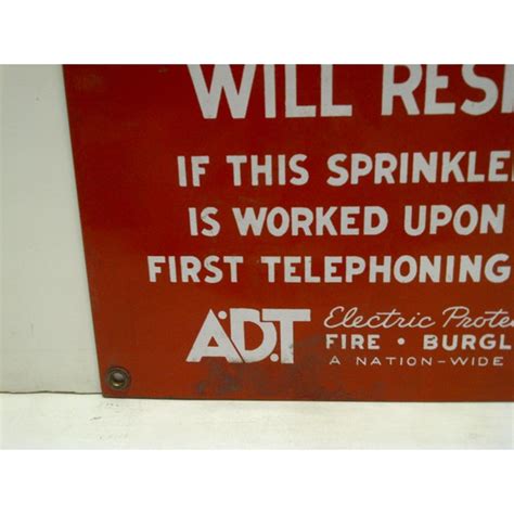 Vintage Fire Department Will Respond Porcelain Sign Adt Electric ...