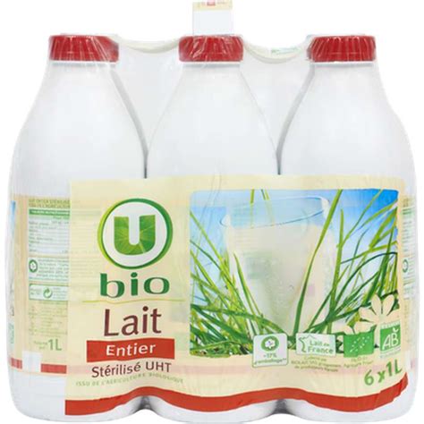 Pack De Lait Entier UHT BIO U BIO 6 X 1 L La Belle Vie Courses