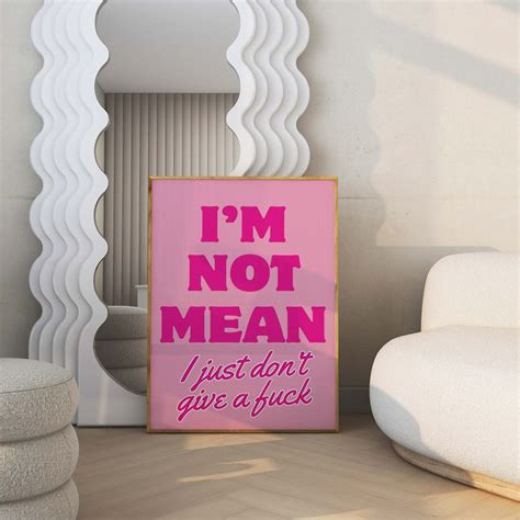 I Dont Give A Fuck Pink Print Physical Wall Art Girly Poster Rude Wall Art Home Office Decor