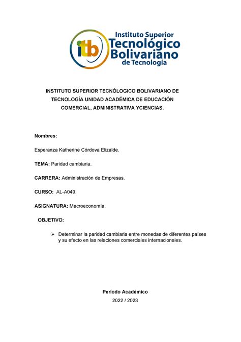 Tarea Virtual 4 Presupuesto INSTITUTO SUPERIOR TECNÓLOGICO