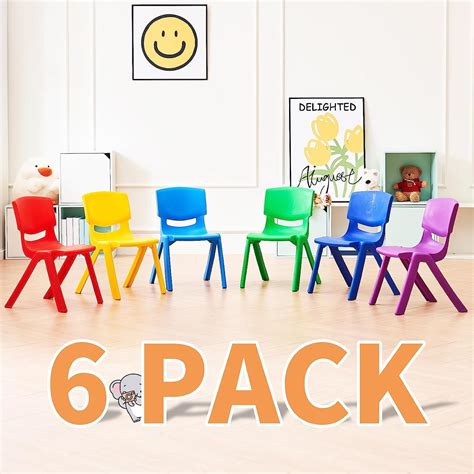 Wanan 6Pcs Stackable Toddler Plastic Chairs for Kids, Versatile Seating ...