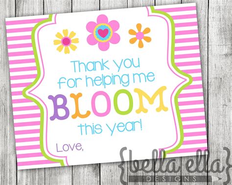 Thanks For Helping Me Bloom Free Printable Printable Templates