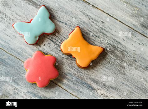 Little Cookies With Colorful Glaze Stock Photo Alamy