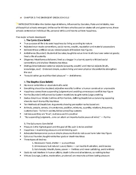 CHAPTER 2: DIVERGENT GREEK SCHOOLS IN ETHICS 2 - Studocu