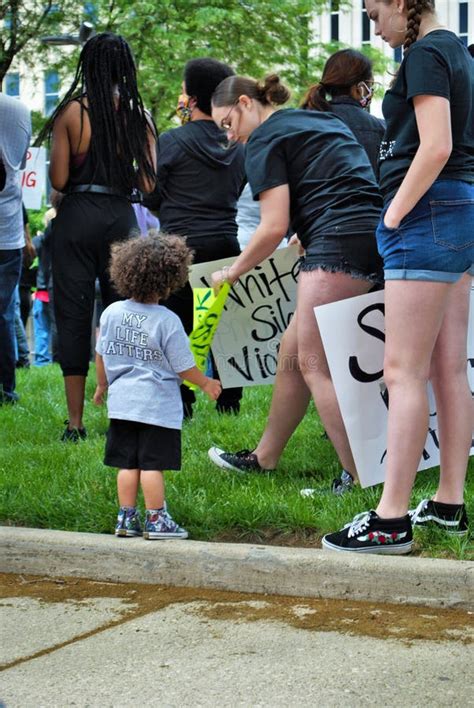 Dayton Ohio United States 05 30 2020 Protesters At A Black Lives Matter Rally Marching Down