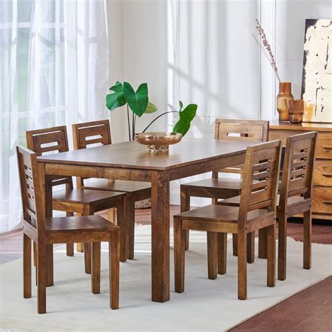 Buy Adana Nxt Mango Wood Seater Dining Set With Chairs Brown From