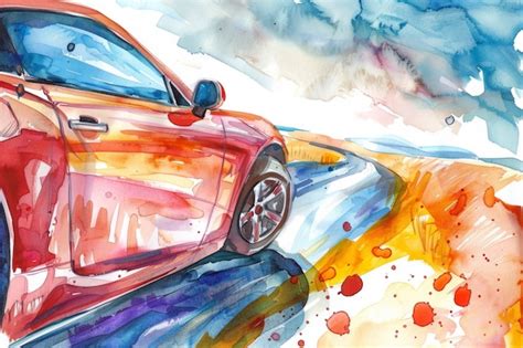Aquarela Auto Peças - Ilustração de pintura de carros em aquarela | imagem gerada com IA