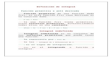 Web viewDefinición de integral Función primitiva o anti derivada