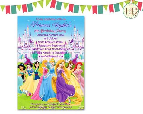 Disney Princess Invitation Disney Castle Birthday Party Princess