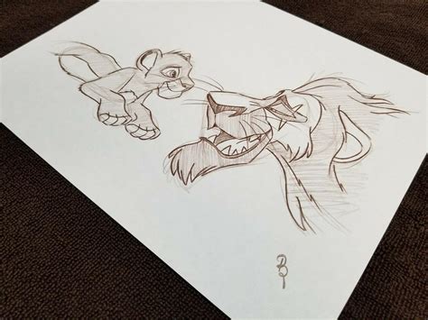 Disney The Lion King Scar and Simba Drawing/sketch-signed animation ...