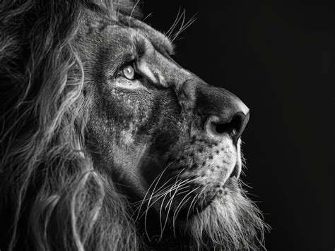 Premium Photo | Lion portrait in black and white