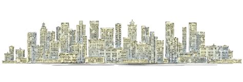 Premium Vector City Skyline Hand Drawn Vector Illustration