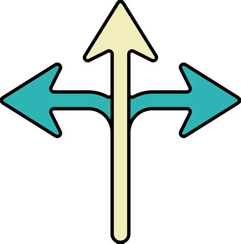 Three Direction Arrow Icon In Teal And Yellow Color 24159392 Vector