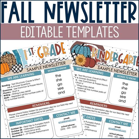 Fall Newsletter Templates - Etsy