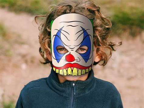 Scary Clown Mask Printable, Paper DIY for Kids and Adults. PDF Template ...