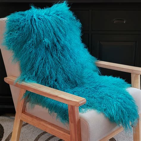 Premium Tibetan Mongolian Lamb Fur Sheepskin Turquoise