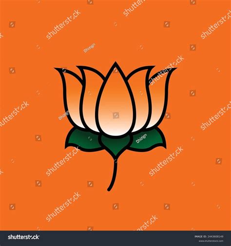 Lotus Flower Orange Green Bjp Symbol Stock Vector (Royalty Free ...