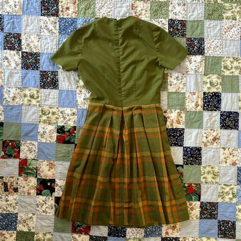 Green & plaid handmade dress from the late... - Depop