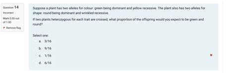 Solved Suppose A Plant Has Two Alleles For Colour Green Chegg