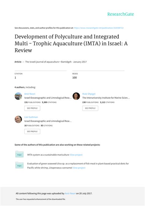 PDF Development Of Polyculture And Integrated Multi Trophic