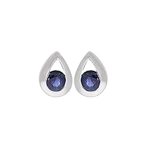 Boucles D Oreilles Brillaxis En Or Blanc 18k Et Saphir Bleu MATY