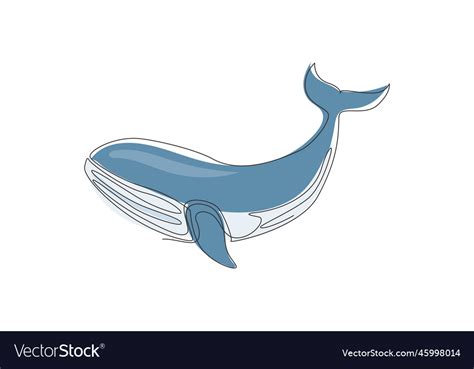 Single one line drawing wild whale fish swimming Vector Image