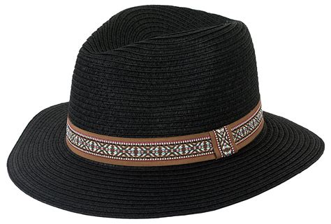 Straw Large Brim Fedora Hat With Band Black C611xd4vyk7 Fedora Hat Fedora Hats For Men