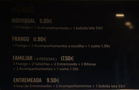 Menu at Churrasqueira Realfrango restaurant Loures Av Luís de Camões