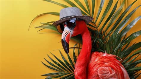 Premium Photo Pink Flamingo Wearing Sunglasses