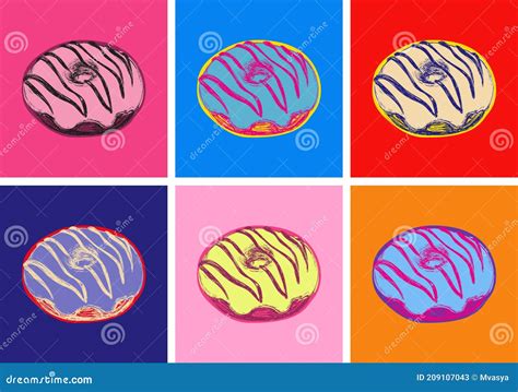 set donuts vector illustration pop art style stock vector