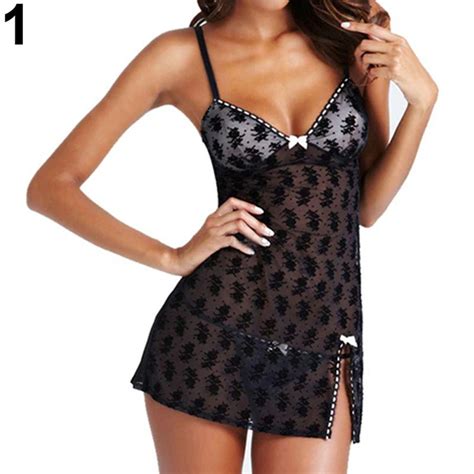 Roupa De Dormir Babydoll Lingerie Vestido De Renda Das Mulheres Ver