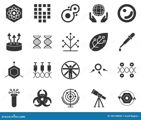 Bioinformatics Bioengineering Glyph Icons Set Biotechnology For