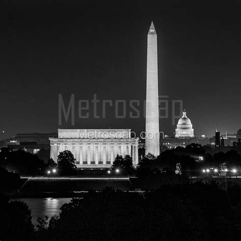 Washington DC Pictures Black and White: The Washington D.C. Skyline at Night