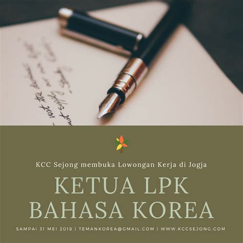 Lowongan Pekerjaan Ketua LPK Bahasa Korea