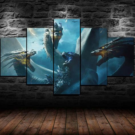 The Force Gallery Godzilla Monsters Five Piece Canvas Wall Art Home Decor Man Cave