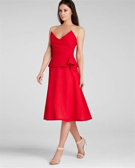 Lyst Bcbgmaxazria Dress Tessa Strapless Structured Bodice In Red