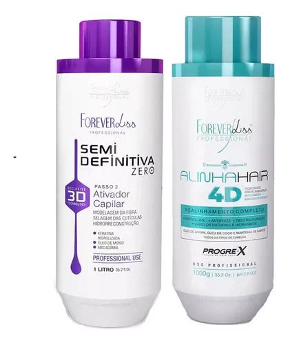 Kit Progressiva 3d E Alinhahair 4d Forever Liss 1l Parcelamento Sem Juros